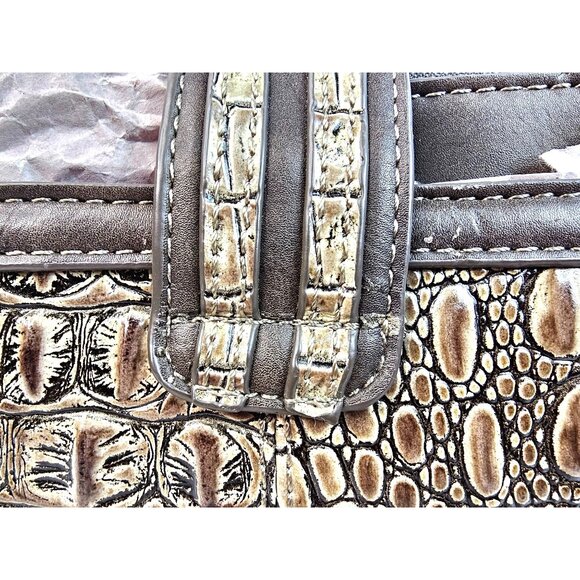 Vtg M.C. Metallic Croc Embossed Faux Leather Crossbody Bag Ornate Silver Tassel - Picture 6 of 15